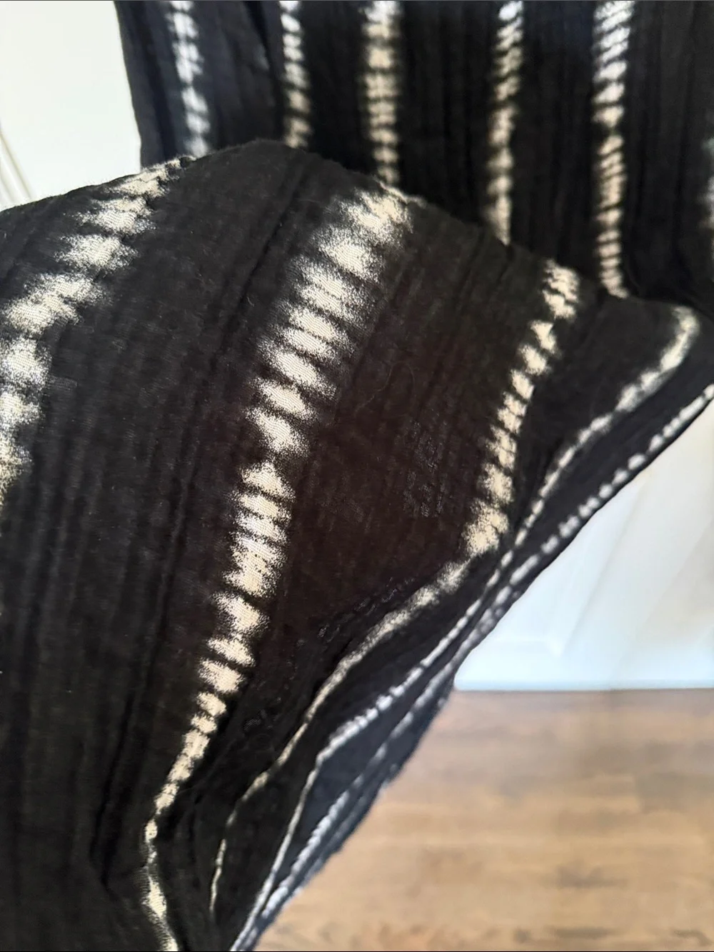 H&M Black Maxi Gauze Dress Coverup with Vertical White Stripe Detail - Picture 6 of 10